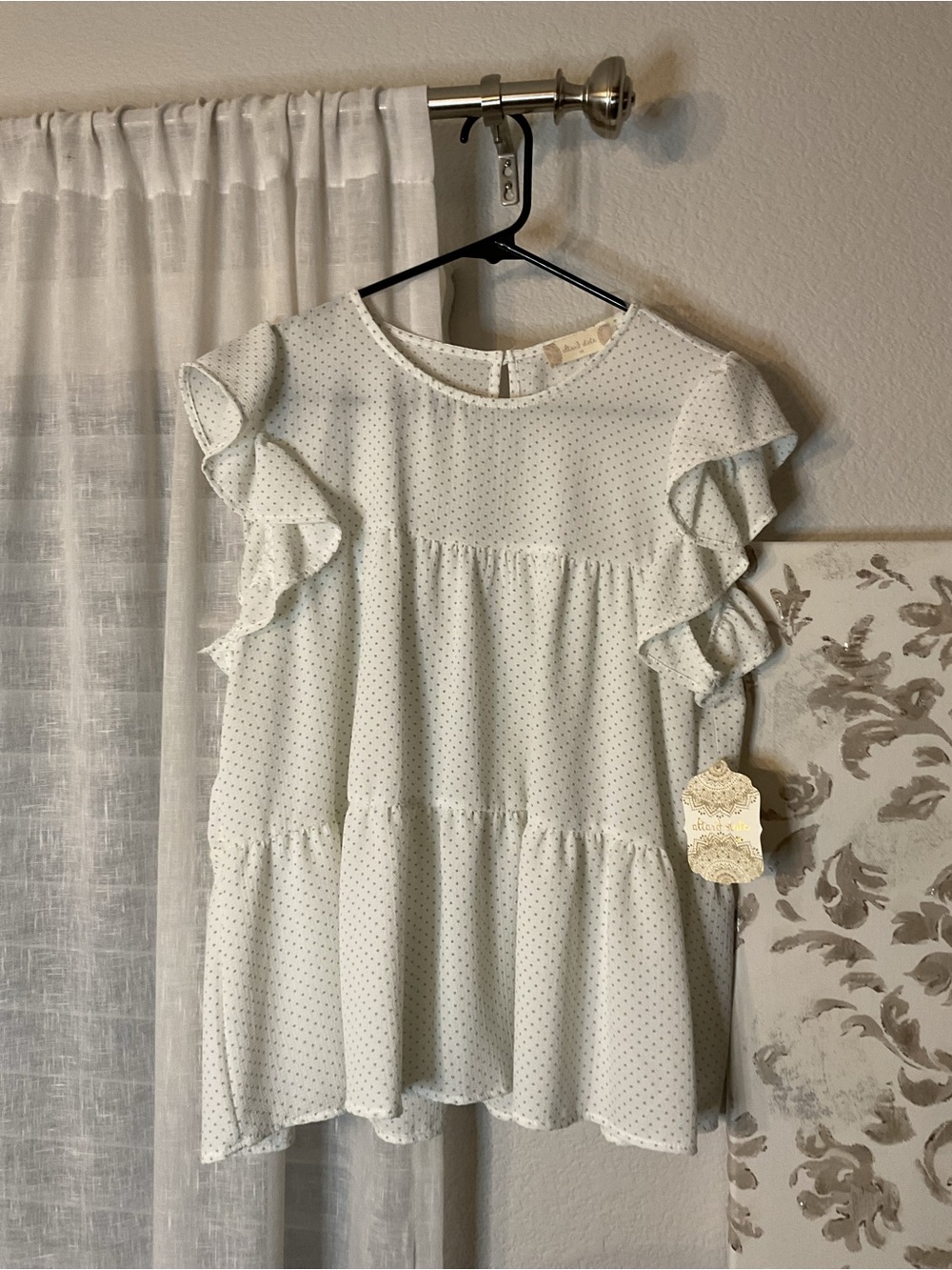 Altar'd State Cream Polka Dot Ruffle Tiered Blouse